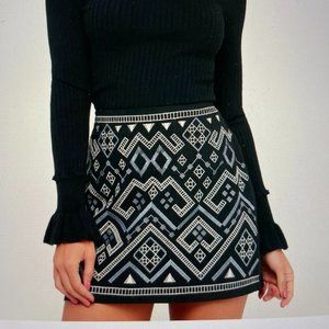 Lush Jubilee Black Embroidered Mini Skirt